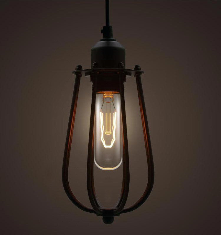 Pear Caged Bulb Industrial Pendant Light