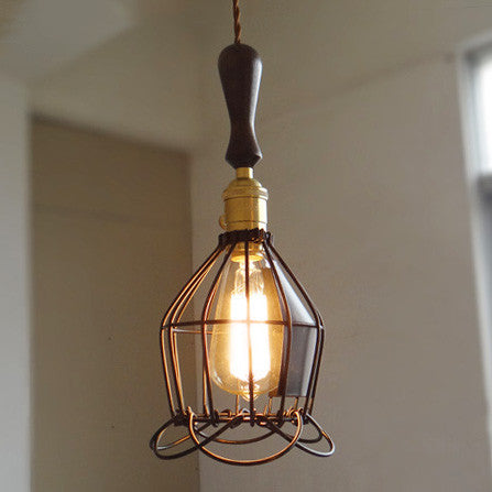 Hectar Industrial Loft Pendant Light With Wooden Handle