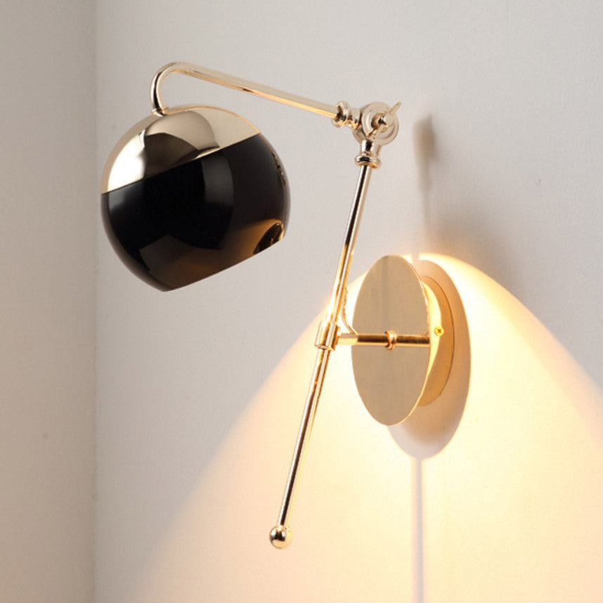 Met wall mini dome light sconce in two tone: black and gold
