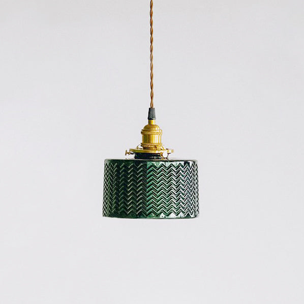 Emerald Fluted Dome Glass Pendant Light