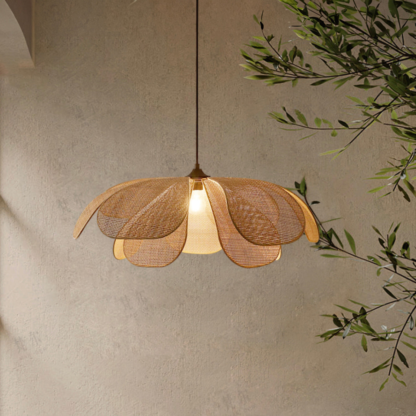 Cefalu Rattan Petals Pendant Light