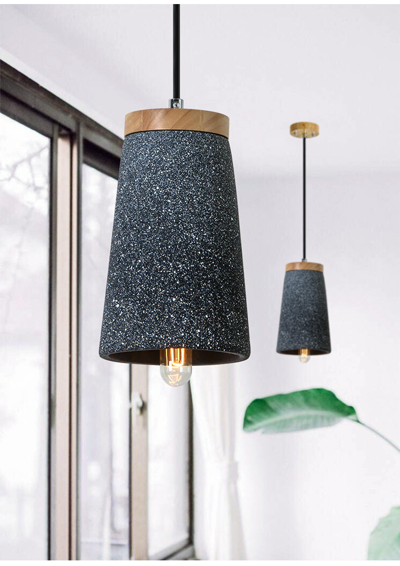 Coburg Wooden Top Stone Shade Pendant Light