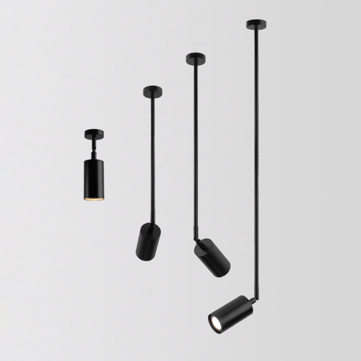 Lux Minimalist Line suspended rod spot light - in black by