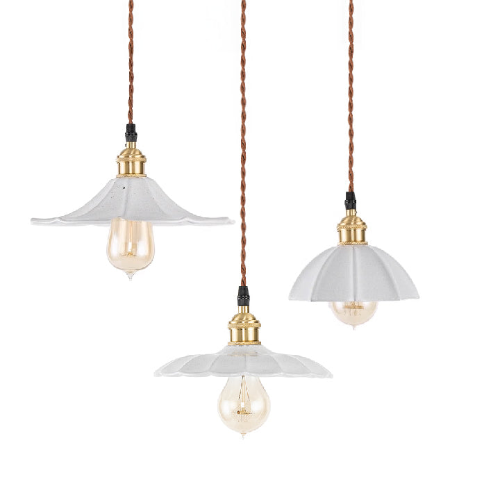 Odette Porcelain Shade Brass Fitting Pendant Light