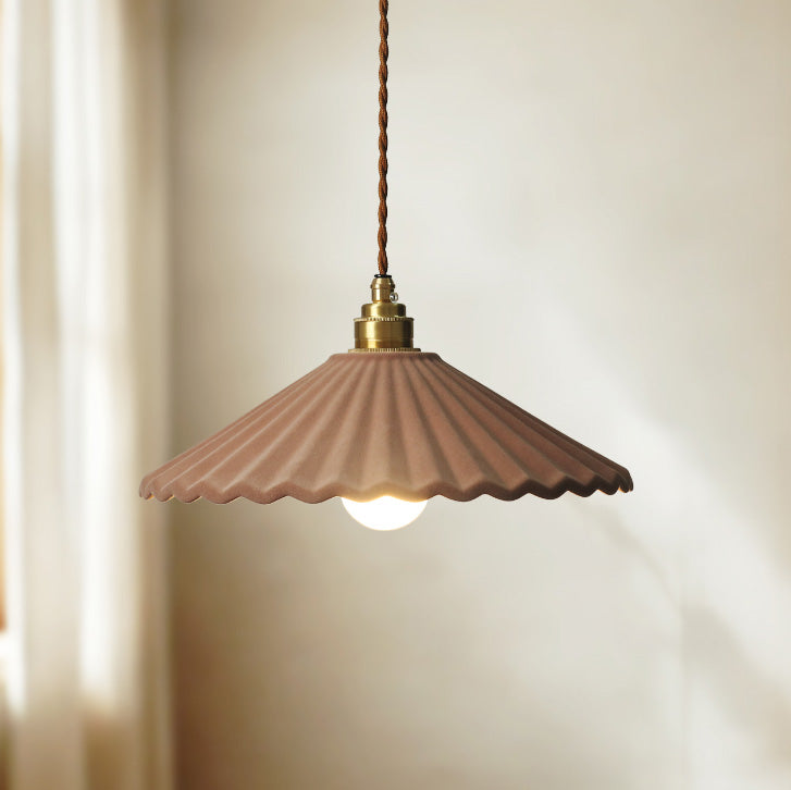 Clay velvet fluted pendant light